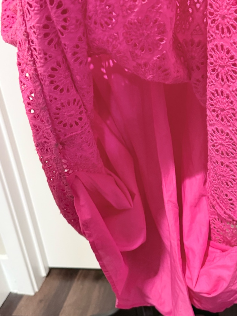 NWT J.Crew Pink Eyelet Midi Dress Ruffle Sleeve Button Front Summer Dress - Picture 10 of 15